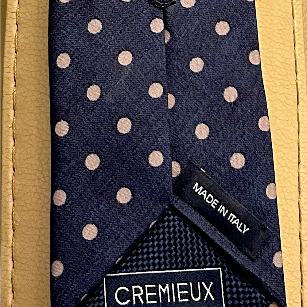 Blue and grey polka dot tie. 3” width at bottom. - Picture 3 of 3